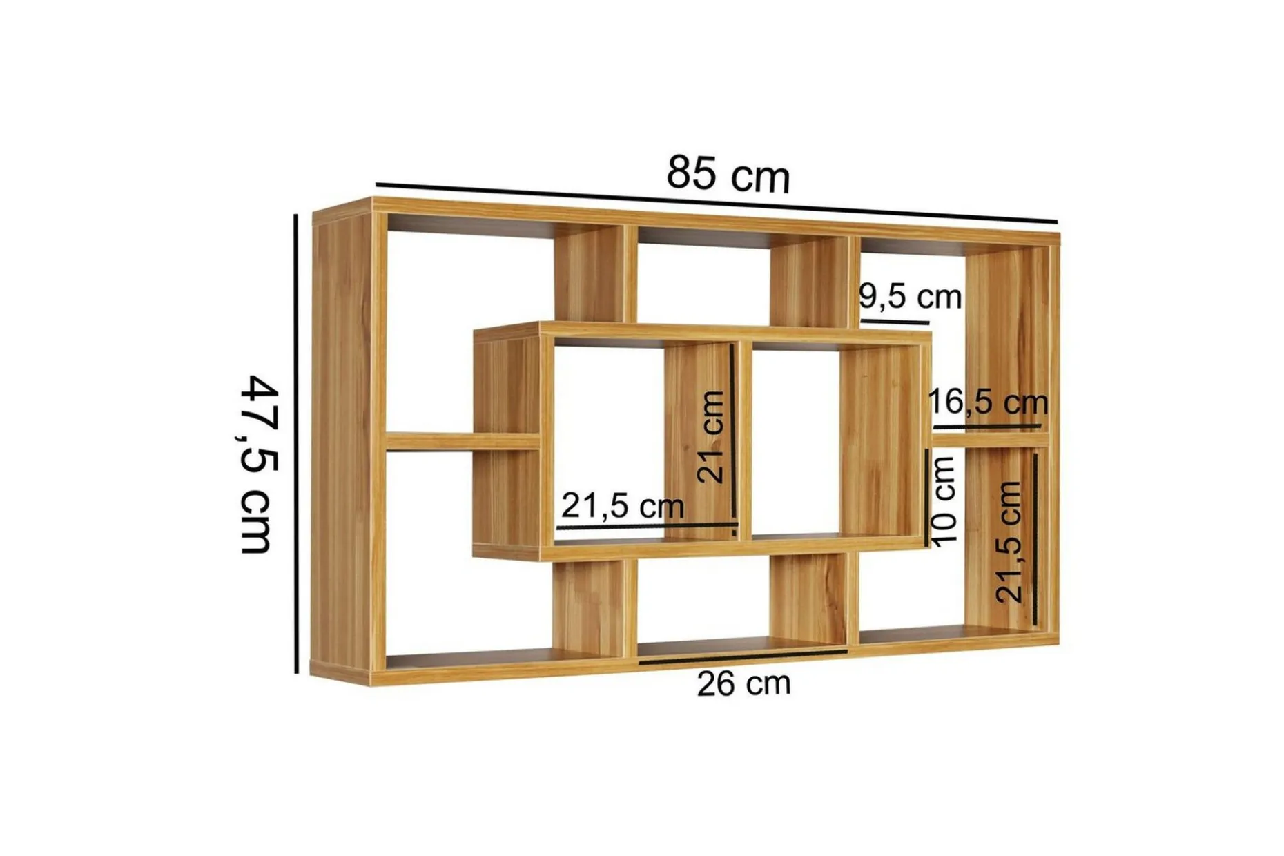 Vegghylle Wohnling PAOLA melaminbelagt MDF, oppbevaringshylle, veggmontert, moderne stil Bøk