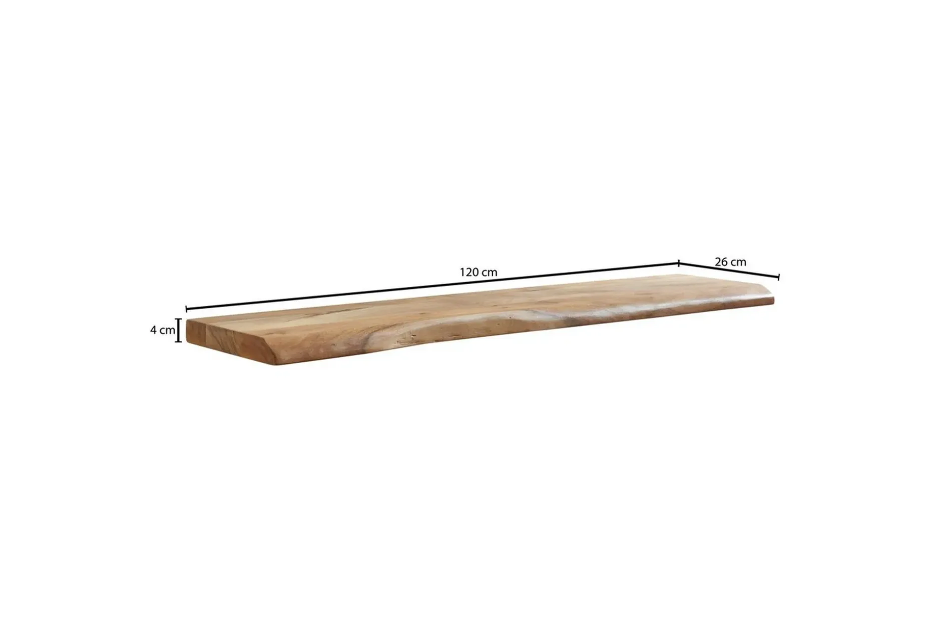 Vegghylle Wohnling trekant, heltre, flytende hylle, landlig stil 120 cm