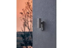 Vegglampe utendørsbelysning Eglo Riga 5 med 2 lamper og sensor rustfritt stål klar
