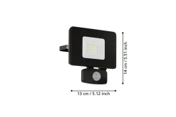 Veggstrålkaster Utendørs Eglo Faedo 3 med Sensor 20W, Svart