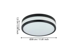 Vegg-/Taklampe Eglo LED Palermo 295 mm, Svart/Hvit