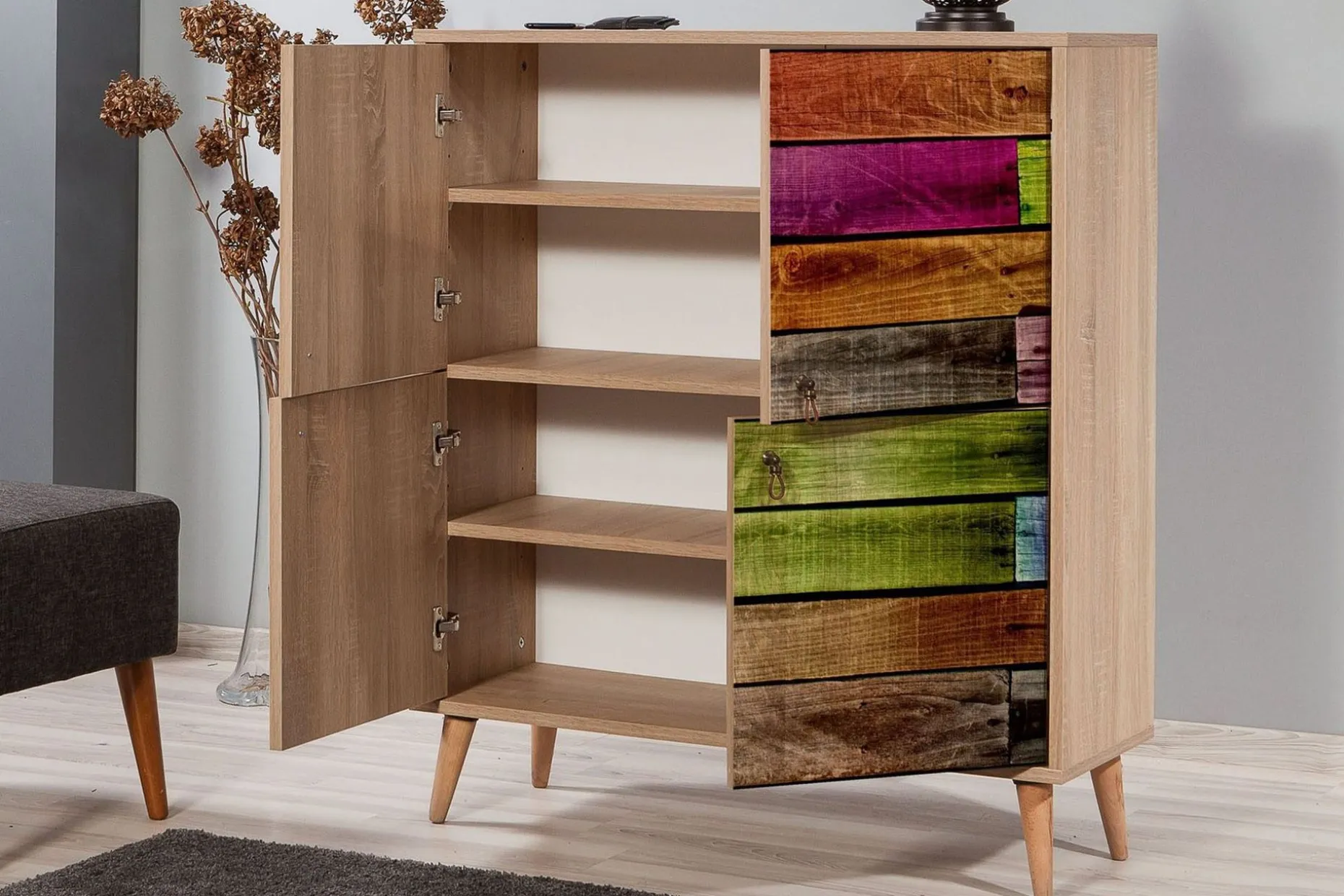 Vellavie Skap 95 cm Regnbuepanel