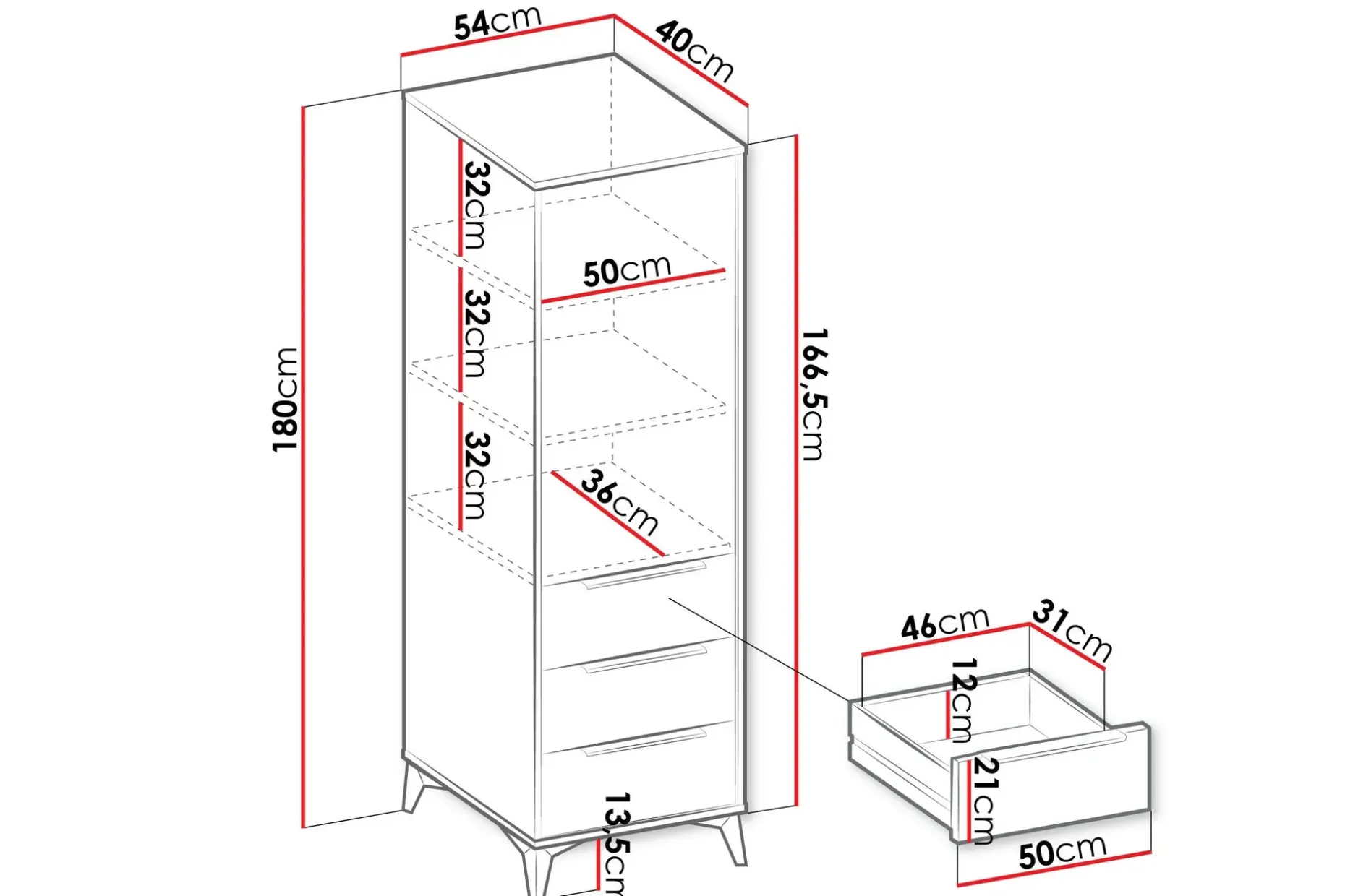 Vemdalen Garderobe 54 cm
