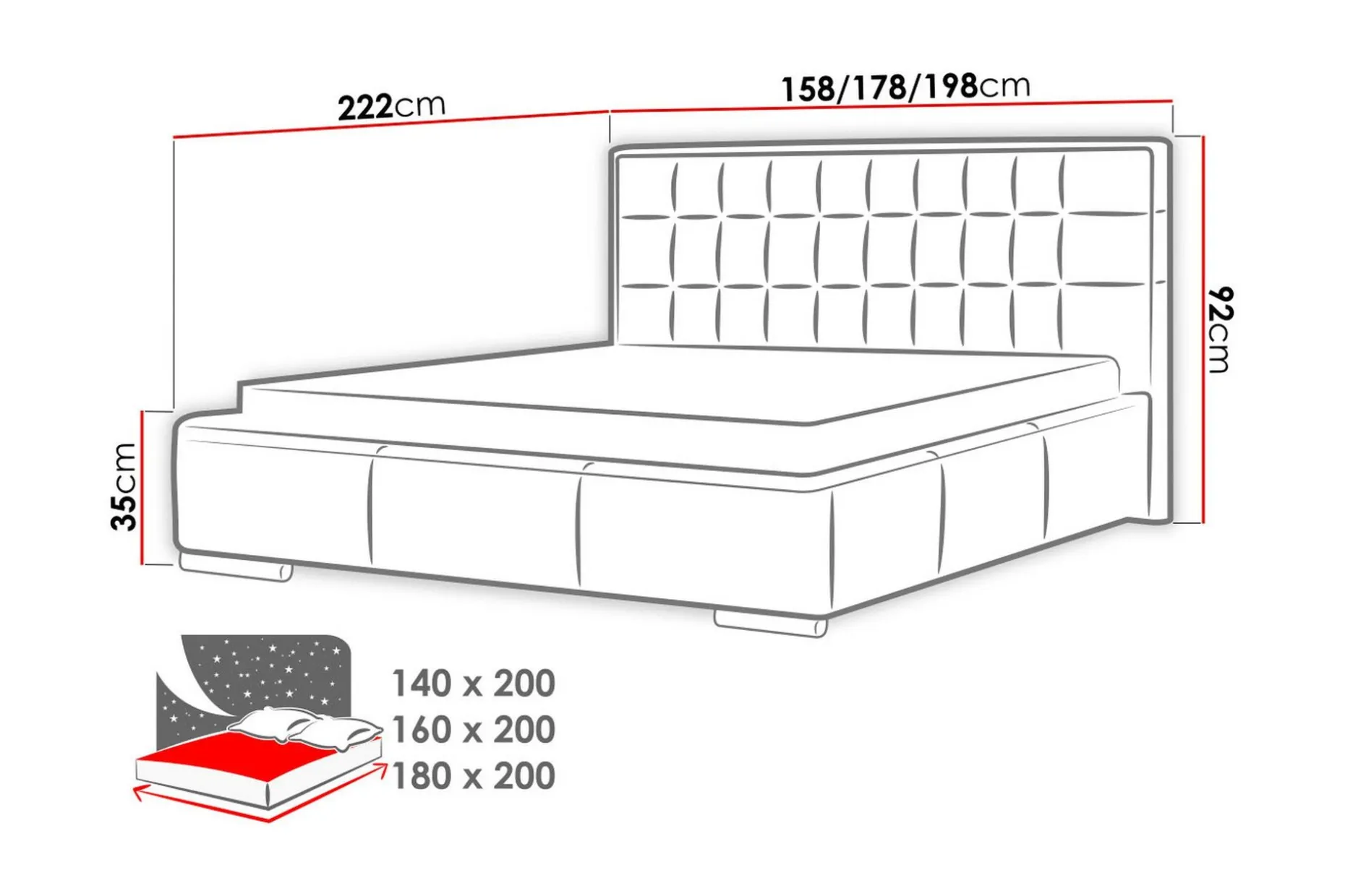 Vento Sengeramme med Oppbevaring 180x200