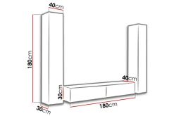 Vigo TV-møbelsett 260x40x180 cm