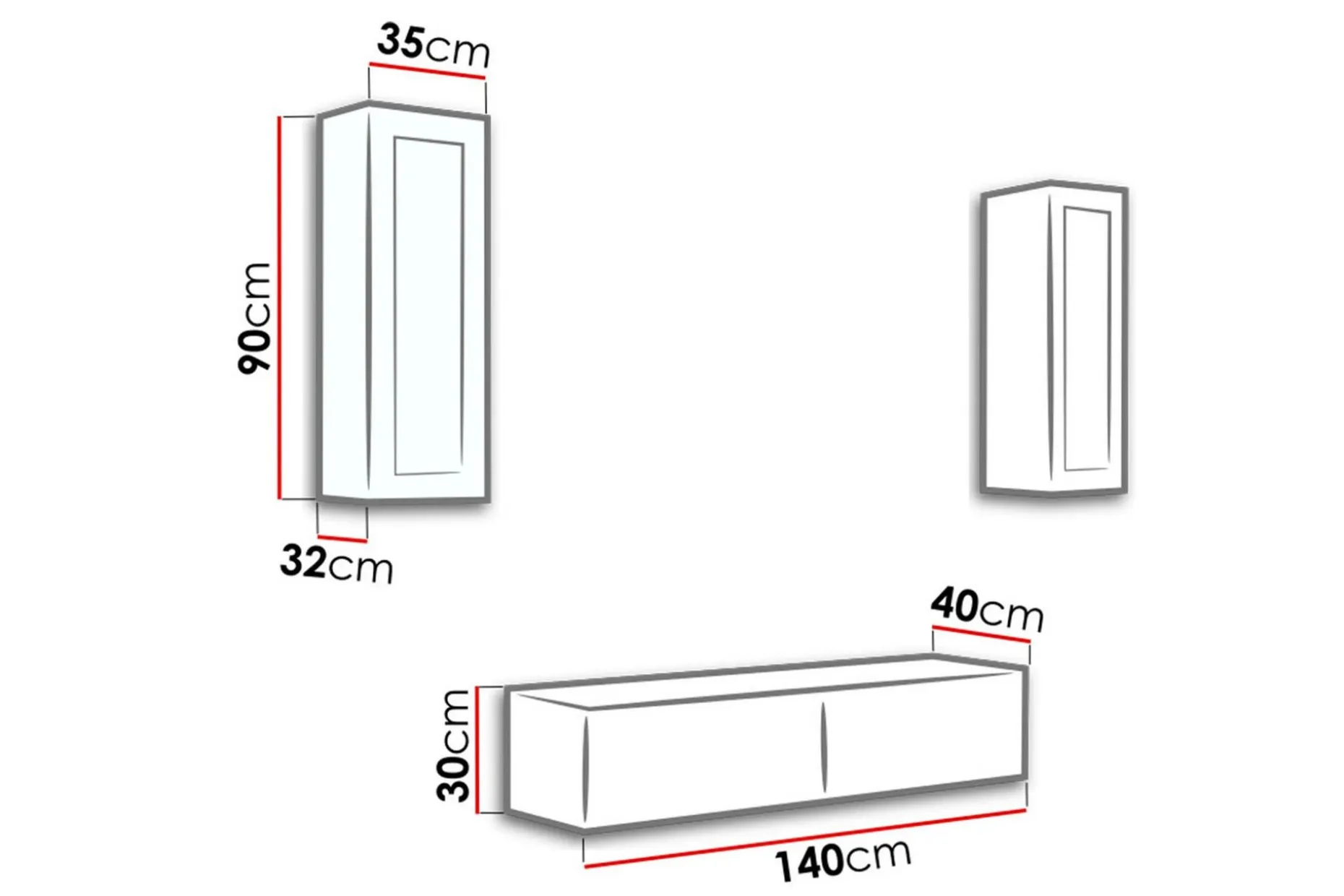 Vigo TV-møbelsett 210x40x180 cm