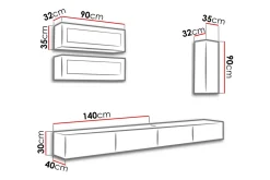 Vigo TV-møbelsett 210x40x180 cm