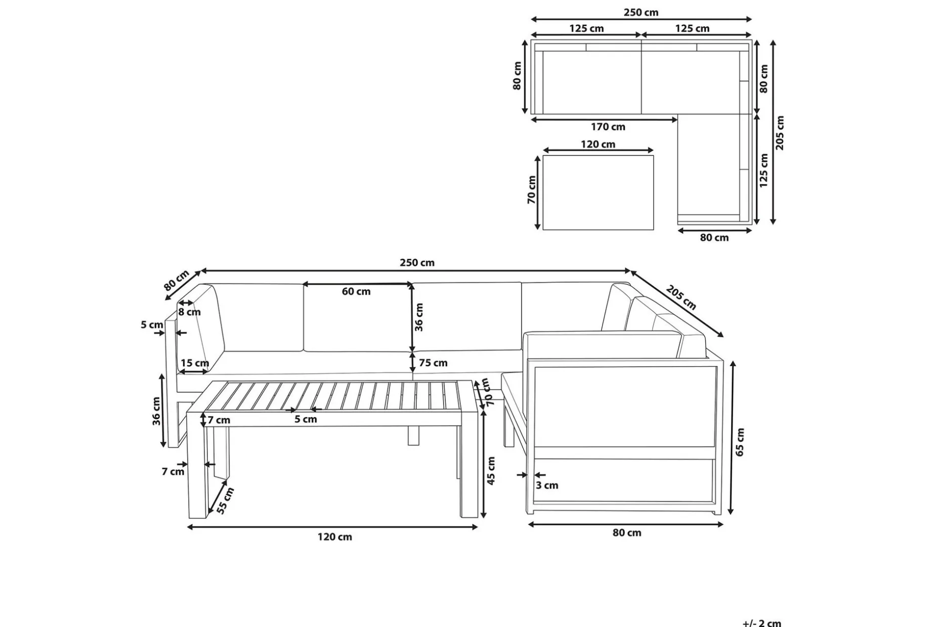 Vinci Loungegruppe 120 cm