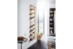 Vinstativ Wohnling veggmontert, plass til 8 flasker, pulverlakkert metall, industriell loftstil Gull