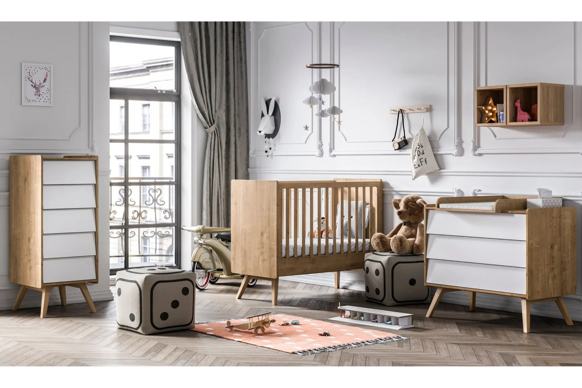 Vintage Kommode Tre / Natur / Hvit