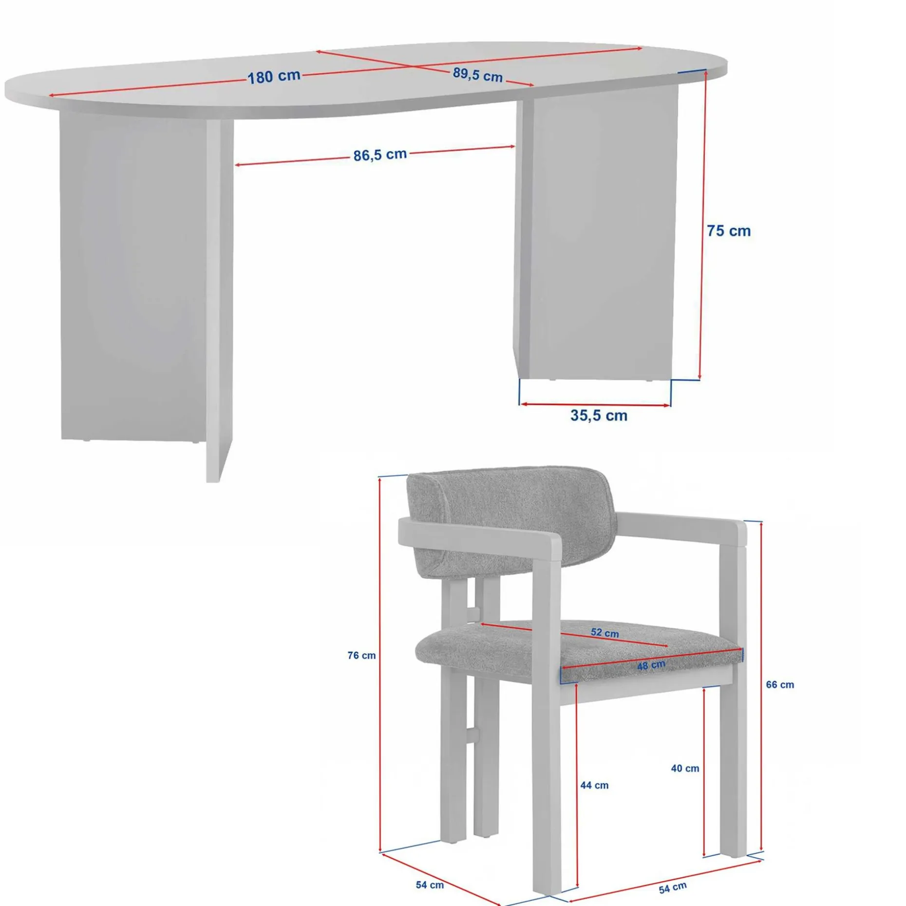 Vintar Spisebord- og stolsett 180x75x90 cm 5 deler