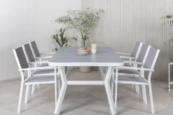 Virya Spisegruppe 200cm+6 Copacabana Stablebare Stoler Hvit/