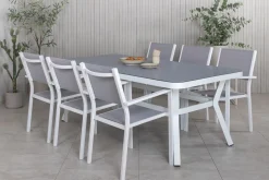 Virya Spisegruppe 200cm+6 Copacabana Stablebare Stoler Hvit/