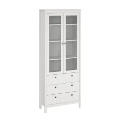 Vitrineskap Madrid med 2 glassdører 3 skuffer 78x199 cm
