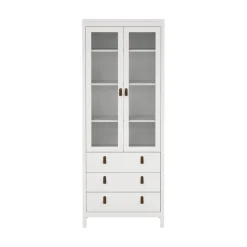 Vitrineskap Madrid med 2 glassdører 3 skuffer 78x199 cm