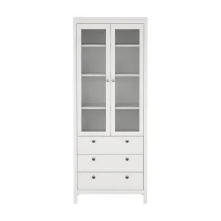 Vitrineskap Madrid med 2 glassdører 3 skuffer 78x199 cm