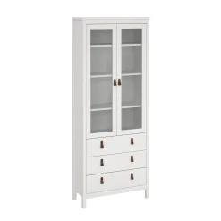Vitrineskap Madrid med 2 glassdører 3 skuffer 78x199 cm