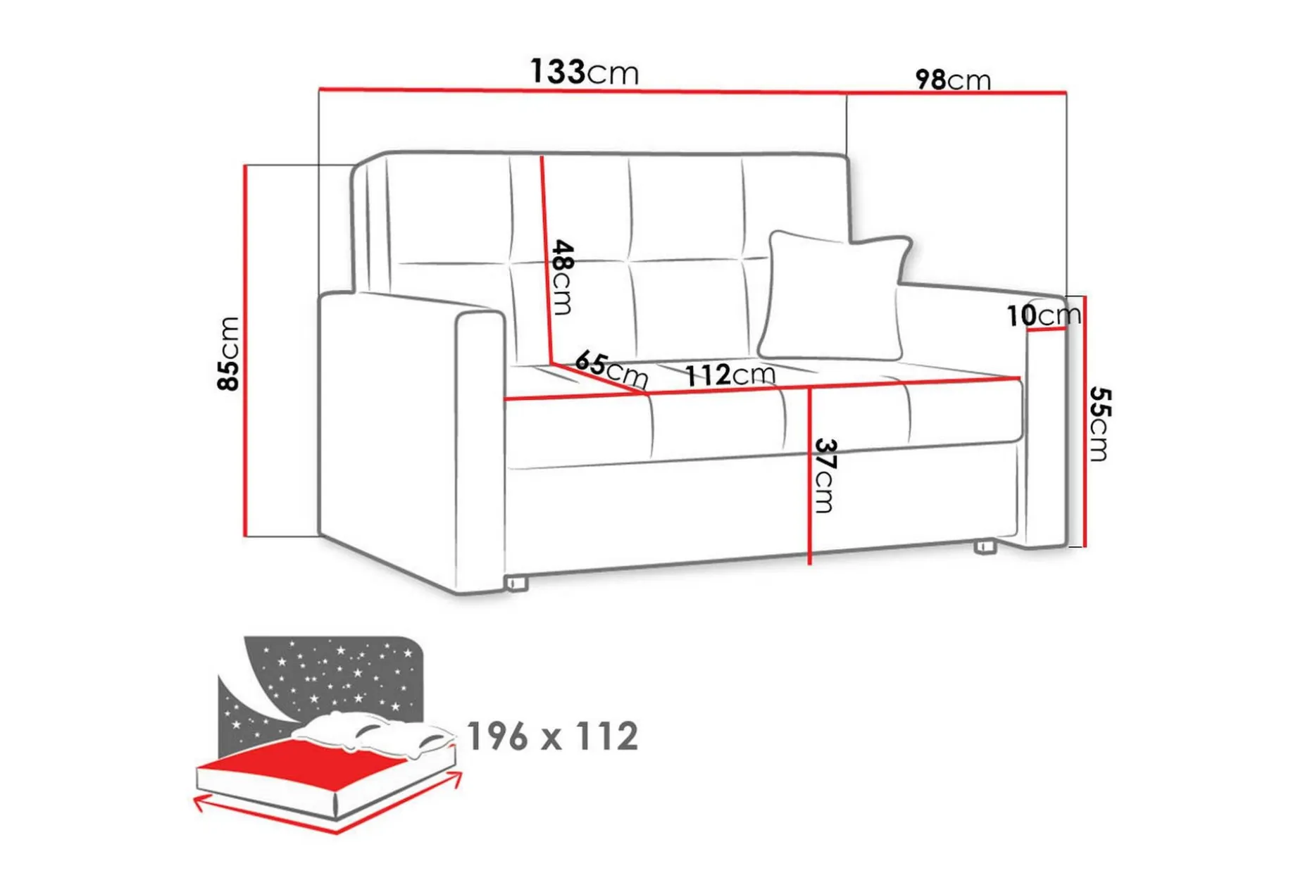Viva Sovesofa 133x100x85 cm