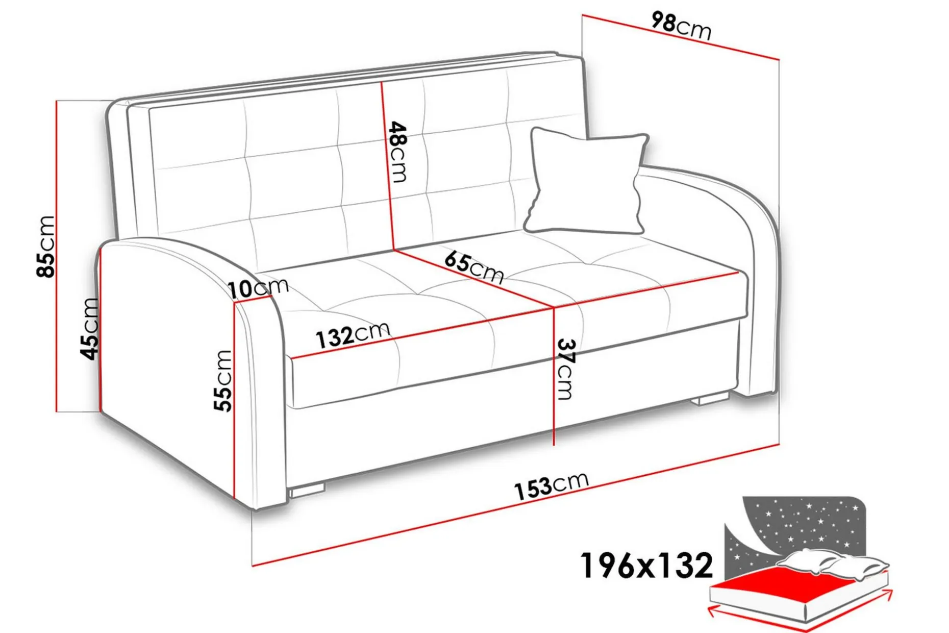 Viva Sovesofa 153x98x85 cm