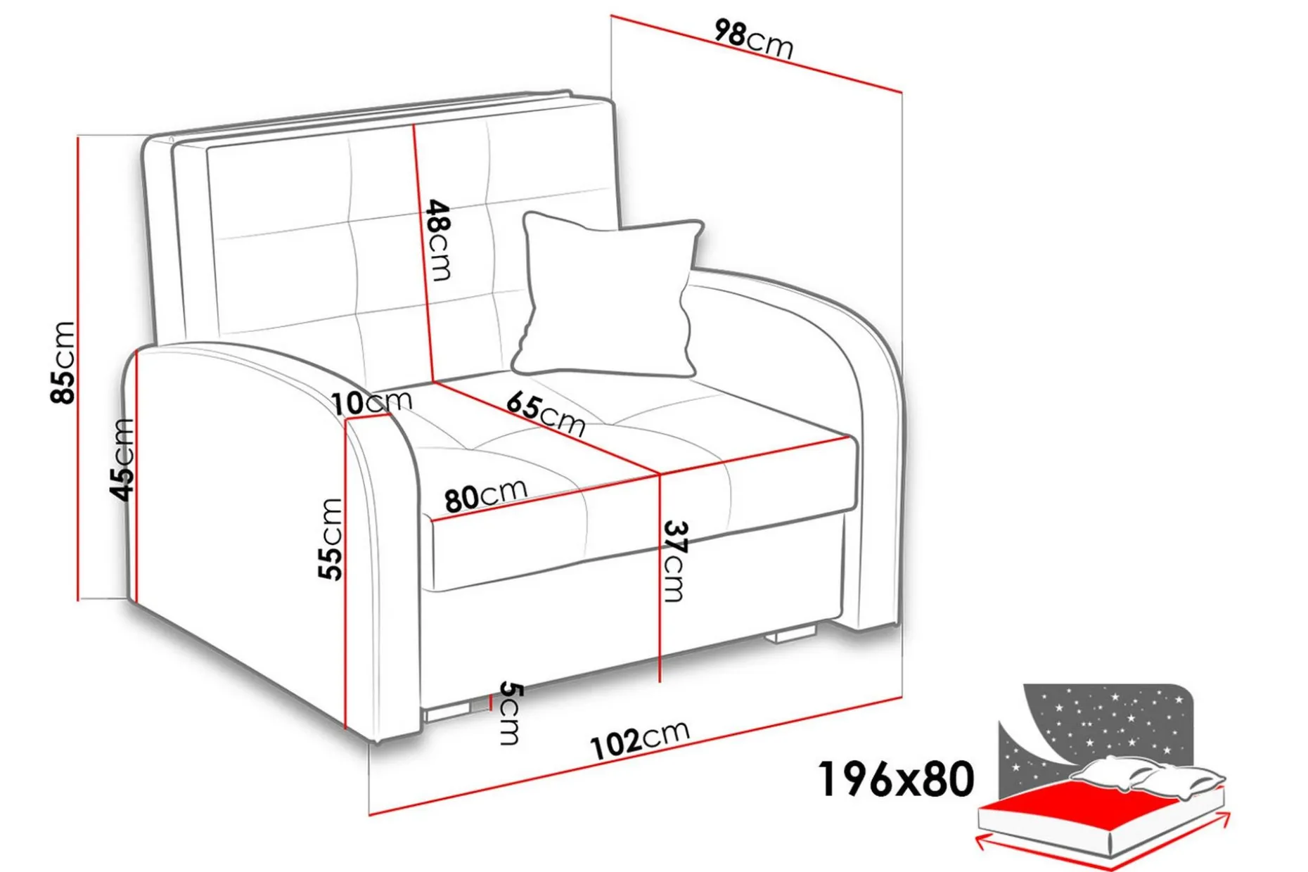 Viva Sovesofa 102x98x85 cm