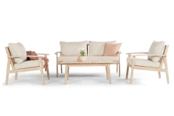 Wagnera liten sofagruppe for utendørsbruk – 2-seters sofa med 2 lenestoler og salongbord i akasietre