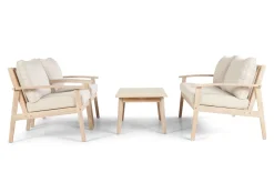 Wagnera liten sofagruppe for utendørsbruk – 2-seters sofa med 2 lenestoler og salongbord i akasietre