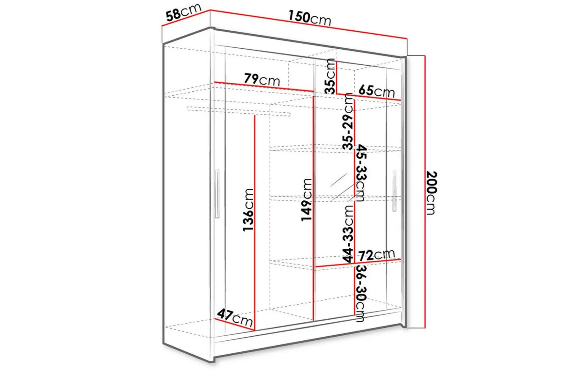 Westa Garderob 150x58x200 cm
