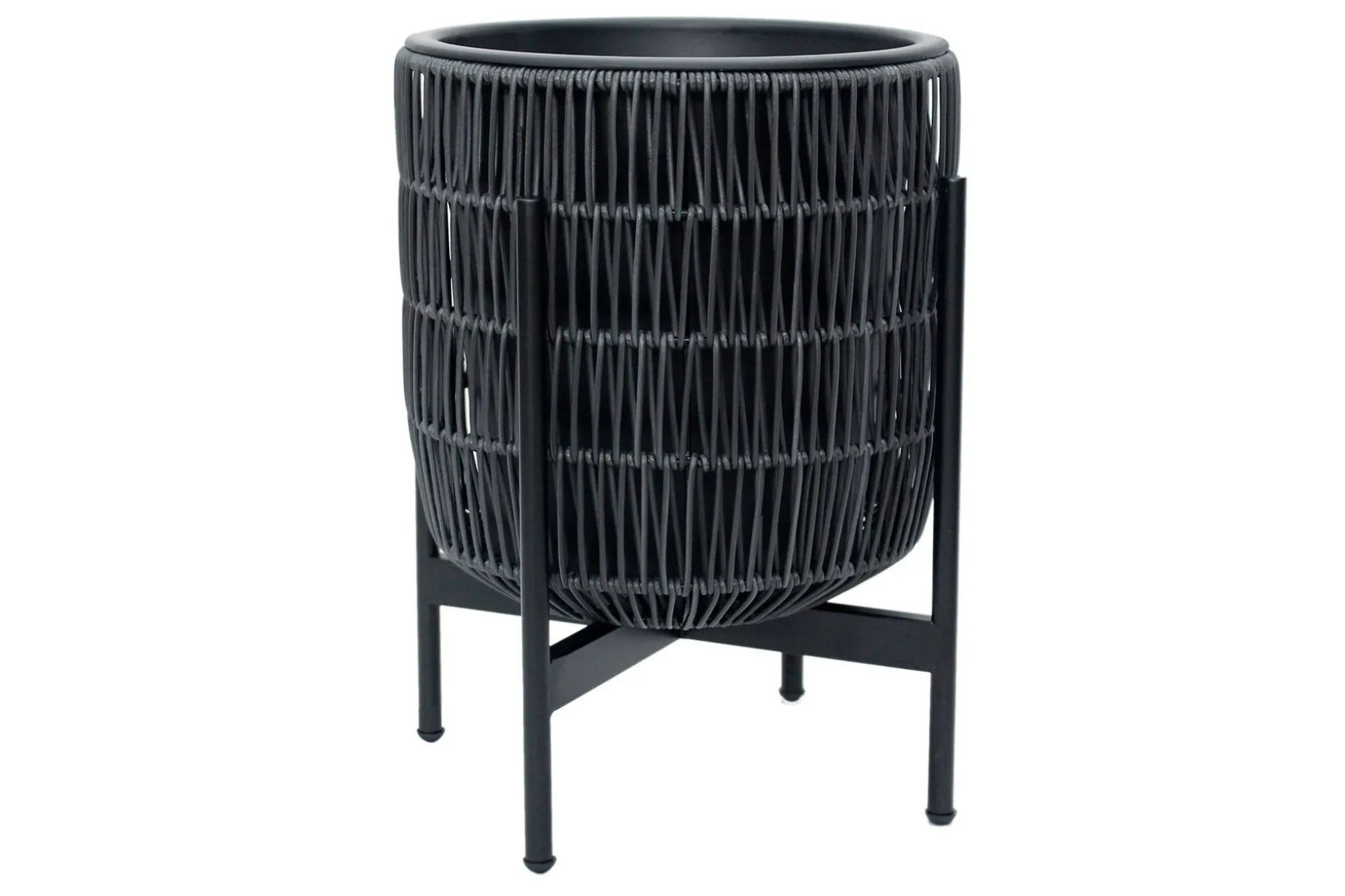 Wicker Blomsterkrukke på stativ 38x38xH49 cm Svart