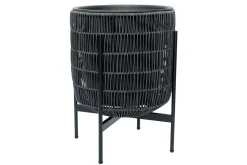 Wicker Blomsterkrukke på stativ 30x30xH38 cm Svart