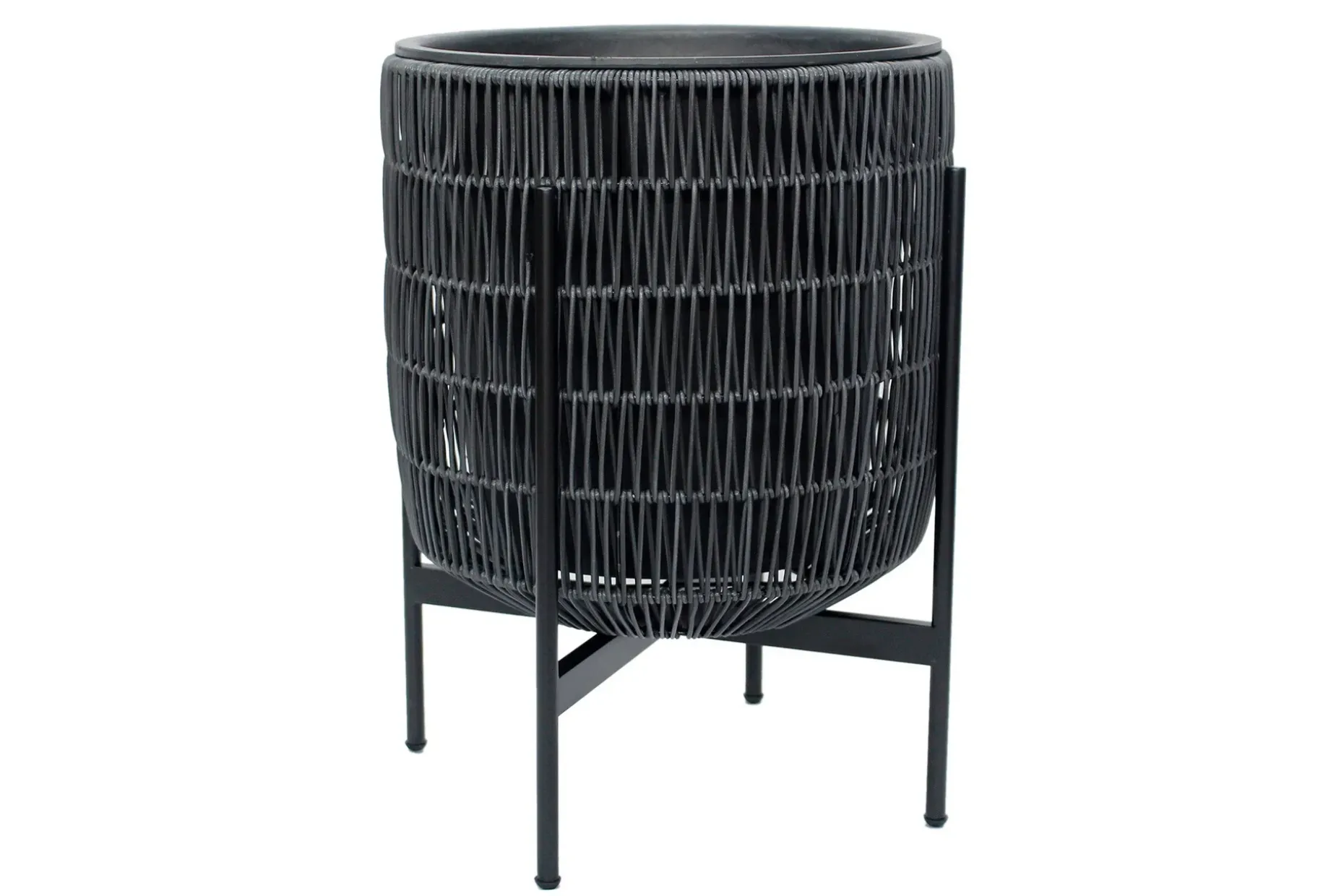 Wicker Blomsterkrukke på stativ 38x38xH49 cm Svart