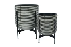 Wicker Blomsterkrukke på stativ 30x30xH38 cm Grå