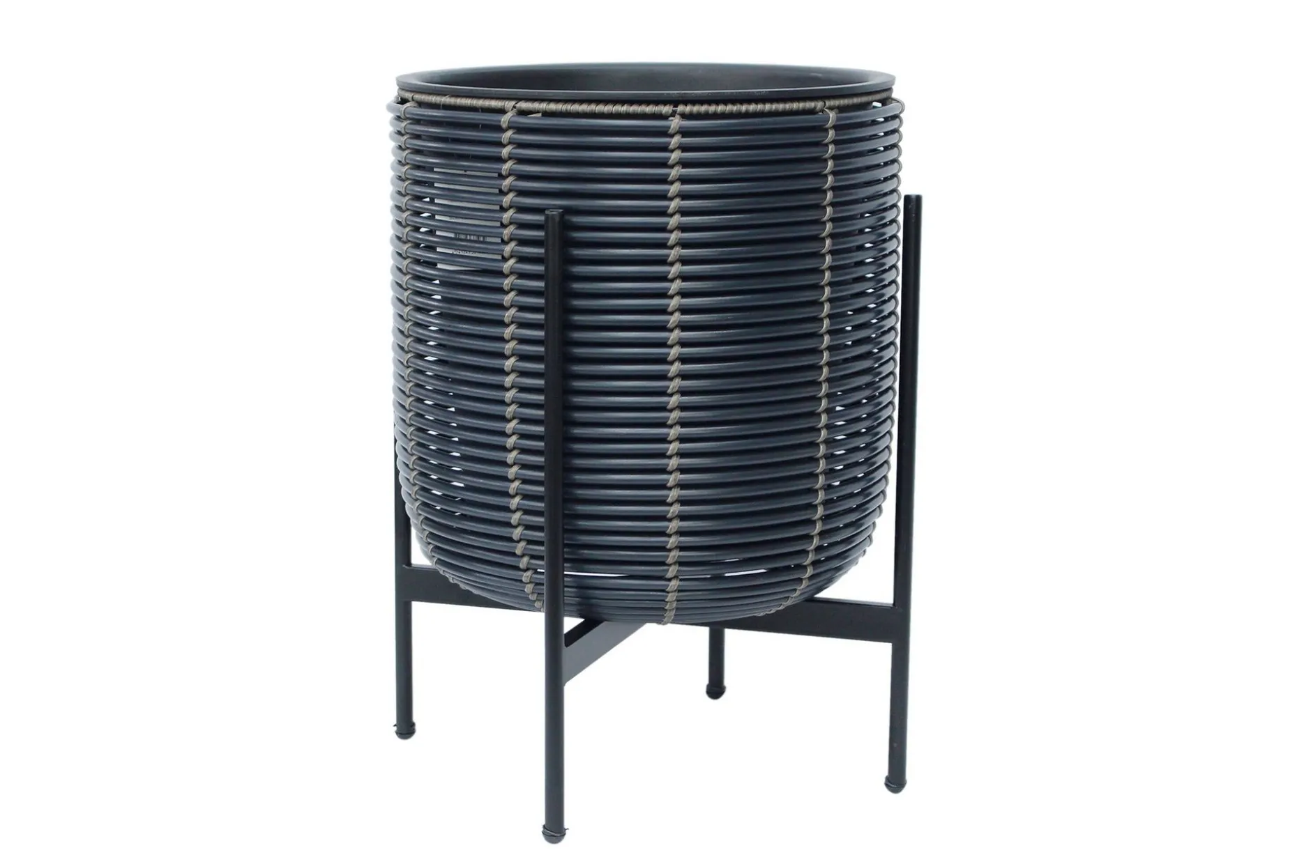 Wicker Blomsterkrukke på stativ 38x38xH49 cm Svart
