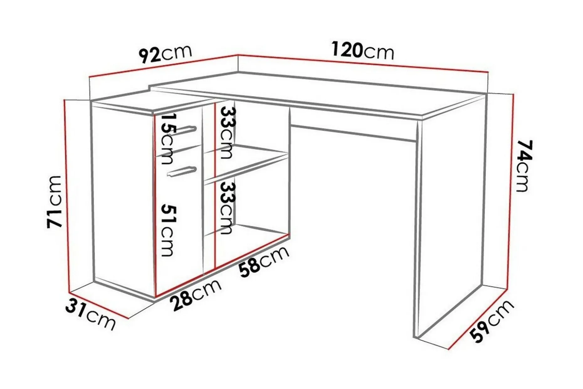 Wickston Skrivbord 120 cm Anthracite
