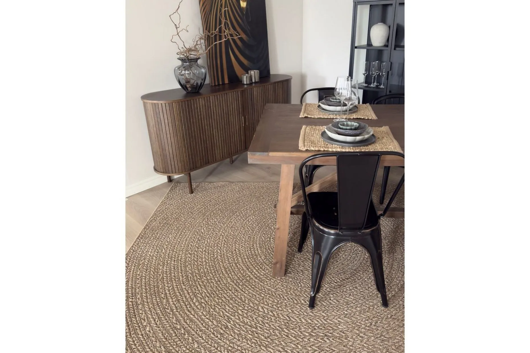 Wiltonteppe Natural Circle 200x290 cm