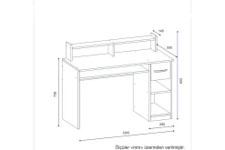 Yemisen Skrivebord 120 cm med Oppbevaringsskuff + Hyller