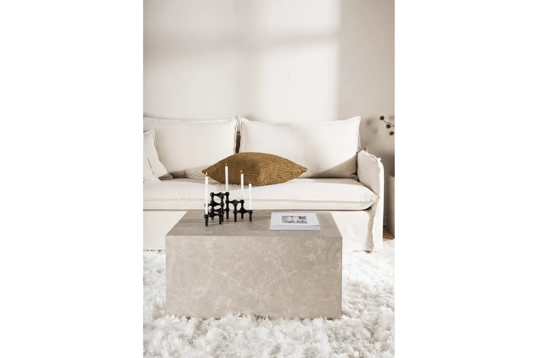 York Travertin Sofabord 80x60x40 cm