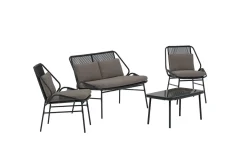 Zakynthos sofagruppe 2-seters sofa + 2 lenestoler med bord utendørs
