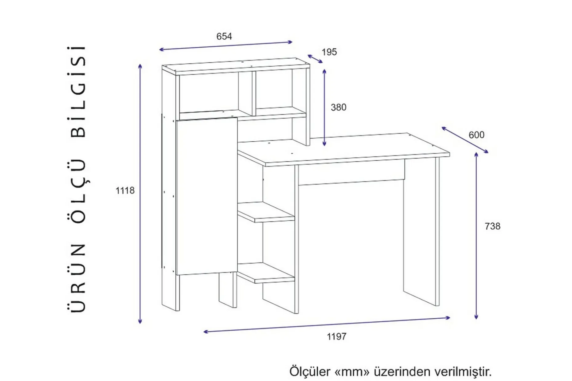 Zeko Skrivebord 120 cm med Oppbevaringshylle