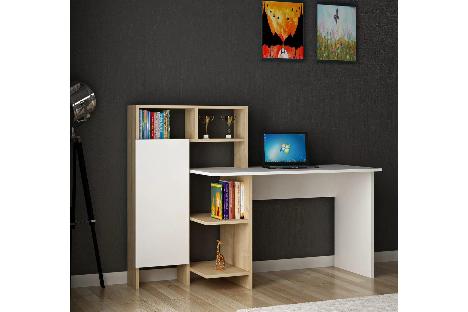 Zeko Skrivebord 120 cm med Oppbevaringshylle